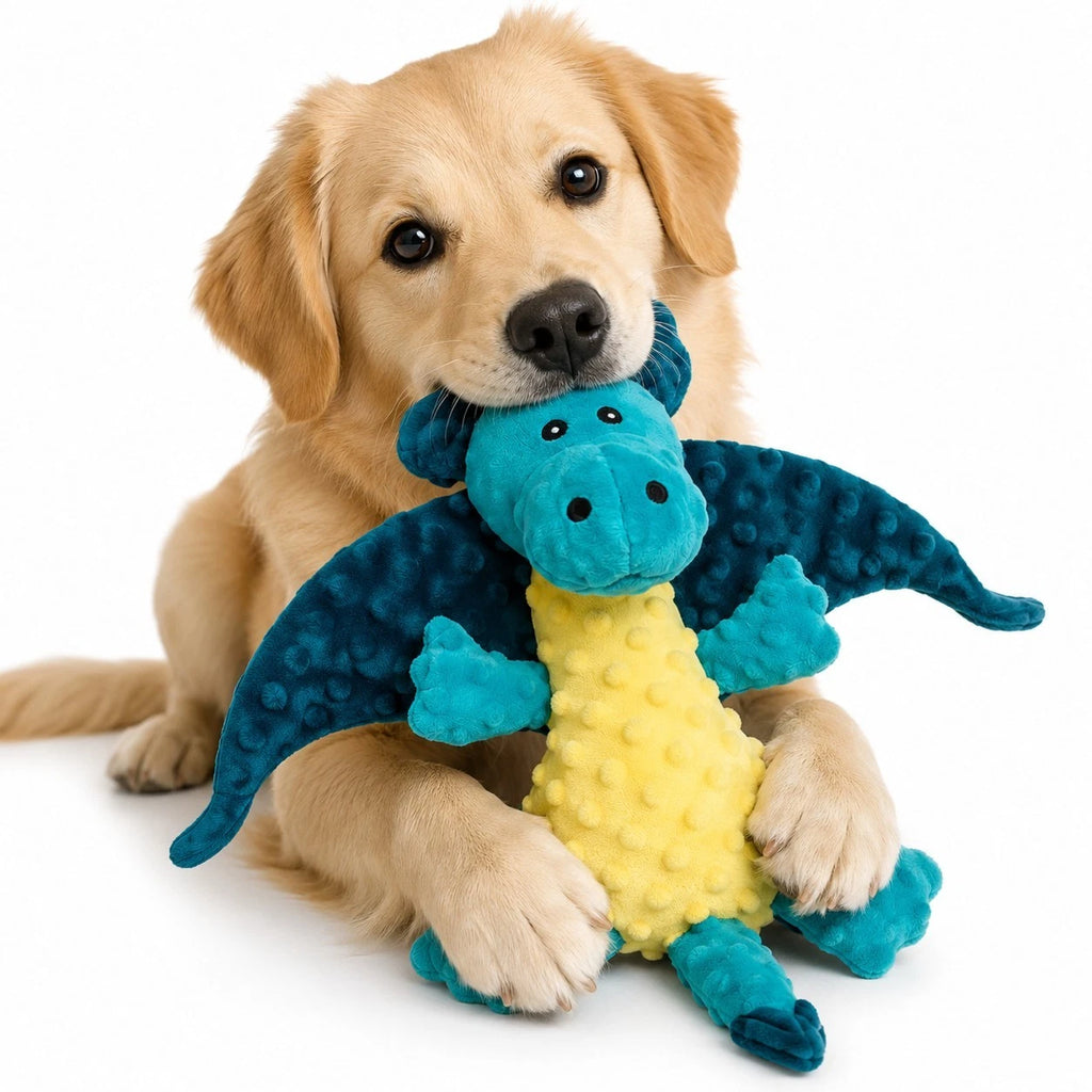 Dragon Dog Toy 15"x17" Squeaky Crinkle Interactive Pet Chew Toy