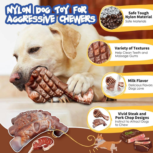 Dog Chew Toys for Aggressive Chewers：2 Pack Indestructible Dog Toy for Large Bre
